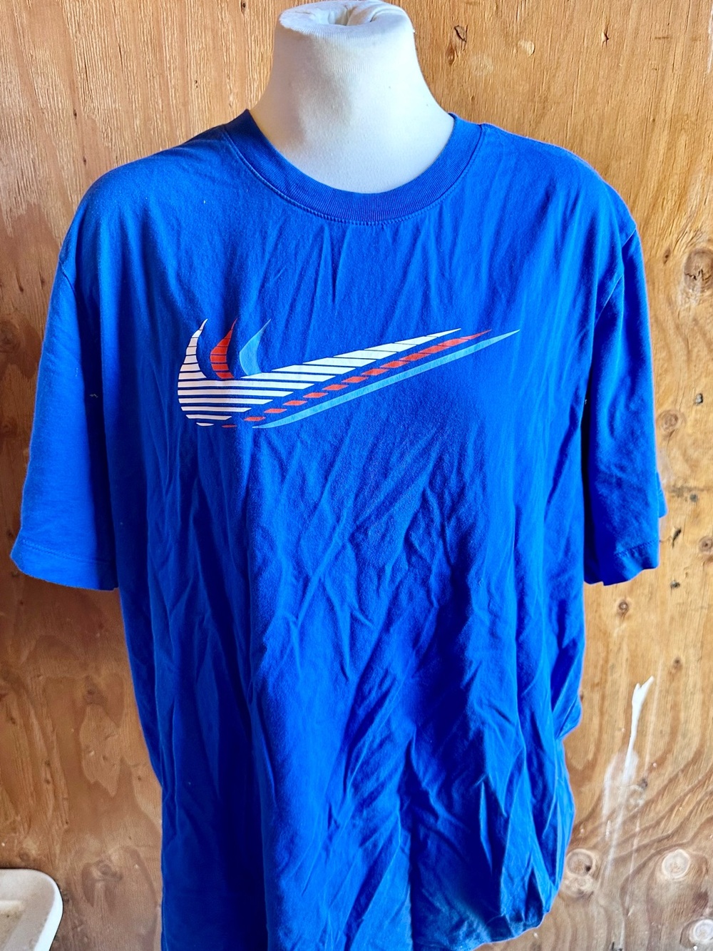 Nike Royal Blue Short Sleeve Tee with Striped Swoosh